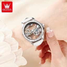 OLEVS Couple Watches Original Fully Transparent Skeleton Automatic Mechanical Watches For Men Women Lover's Gift Luxury Watches