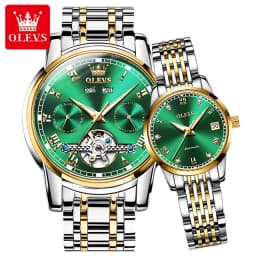 100% Original OLEVS Automatic Mechanical Couple Wrist Watches for Men and Women Waterproof Watches His or Hers Lover's Watch Set