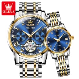 100% Original OLEVS Automatic Mechanical Couple Wrist Watches for Men and Women Waterproof Watches His or Hers Lover's Watch Set