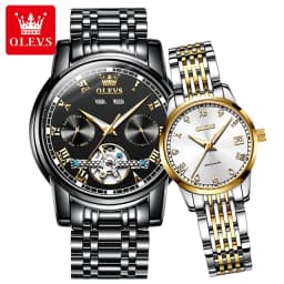 100% Original OLEVS Automatic Mechanical Couple Wrist Watches for Men and Women Waterproof Watches His or Hers Lover's Watch Set