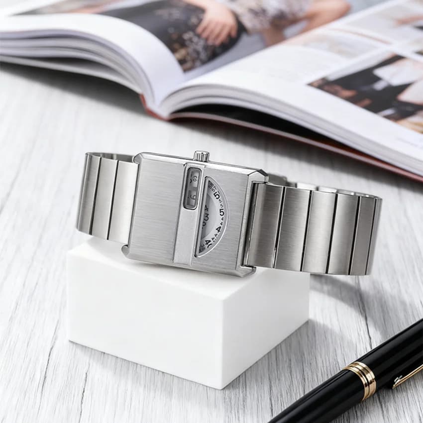 Square Niche Couple Watches Silver Stainless Steel Bracelet New-style Trendy Men Timepiece Fashionable Gift Unisex Quartz Watche