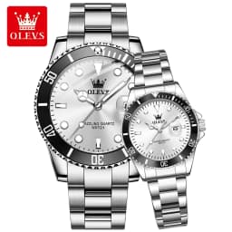 OLEVS Couple Watches Trend Fashion Stainless Steel Original Quartz Watch for Lover Premium Gift Box for Wristwatches Waterproof