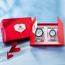 OLEVS Couple Watches Trend Fashion Stainless Steel Original Quartz Watch for Lover Premium Gift Box for Wristwatches Waterproof