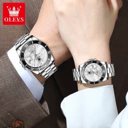 OLEVS Couple Watches Trend Fashion Stainless Steel Original Quartz Watch for Lover Premium Gift Box for Wristwatches Waterproof