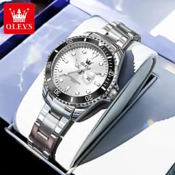 OLEVS Couple Watches Trend Fashion Stainless Steel Original Quartz Watch for Lover Premium Gift Box for Wristwatches Waterproof