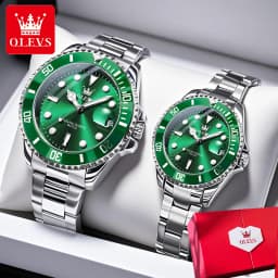 OLEVS Couple Watches Trend Fashion Stainless Steel Original Quartz Watch for Lover Premium Gift Box for Wristwatches Waterproof