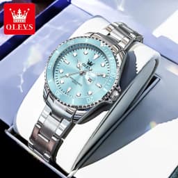 OLEVS Couple Watches Trend Fashion Stainless Steel Original Quartz Watch for Lover Premium Gift Box for Wristwatches Waterproof