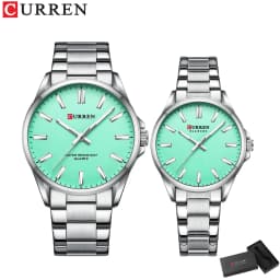 CURREN Fashion Brand Couple Watches for Lovers Simple Classic Quartz Stainless Steel Bracelet Wristwatches with Luminous Hands