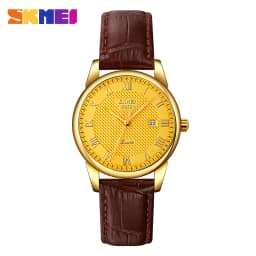 SKMEI 9058 Brand Lovers Quartz Watch Love Witness Time Watches Women Men Fashion Casual Leather Strap Waterproof Wristwatches