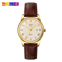 SKMEI 9058 Brand Lovers Quartz Watch Love Witness Time Watches Women Men Fashion Casual Leather Strap Waterproof Wristwatches