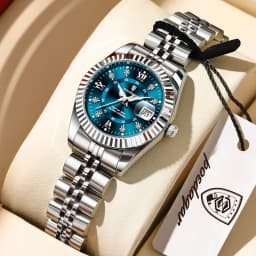 POEDAGAR Top Luxury Couple's Watches Luminous Date Classic Watches For Couple Quartz Stainless Steel Couple Watch Lovers Set+Box