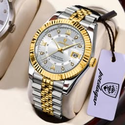 POEDAGAR Top Luxury Couple's Watches Luminous Date Classic Watches For Couple Quartz Stainless Steel Couple Watch Lovers Set+Box