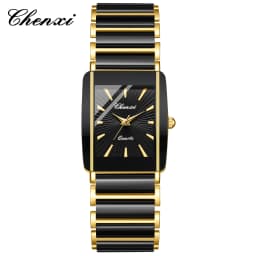 CHENXI Luxury Couple Watch High Quality Fashion Crystal Rectangular Dial Quartz Watch Men Women Valentine'S Day Wedding Gift