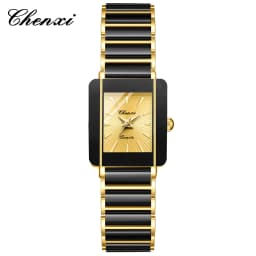 CHENXI Luxury Couple Watch High Quality Fashion Crystal Rectangular Dial Quartz Watch Men Women Valentine'S Day Wedding Gift