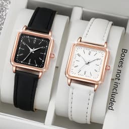 2/4PCS Fashion Minimalist Watch Luxury Men's and Women's Leather Belt Business Leisure Bracelet Quartz Watch