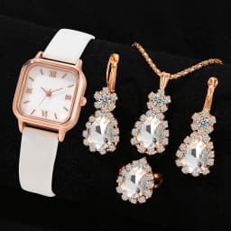 2/4PCS Fashion Minimalist Watch Luxury Men's and Women's Leather Belt Business Leisure Bracelet Quartz Watch