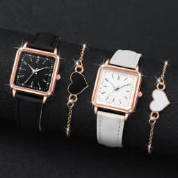 2/4PCS Fashion Minimalist Watch Luxury Men's and Women's Leather Belt Business Leisure Bracelet Quartz Watch