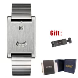 Men's Stainless Steel Square Watch Unique Jump Hour Digital Wristwatch Fashion Bracelet Quartz Watch Reloj Hombre Leather Strap