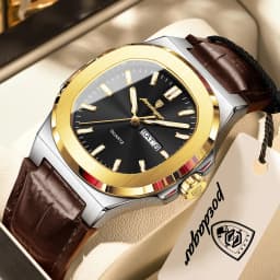 POEDAGAR Fashion Wristwatch For Boyfriend Luminous Waterproof Week Calendar Business Couple Watches Leather Luxury Men's Watches