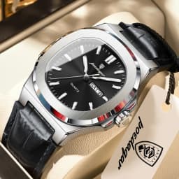POEDAGAR Fashion Wristwatch For Boyfriend Luminous Waterproof Week Calendar Business Couple Watches Leather Luxury Men's Watches