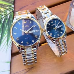 OLEVS 5563 Couple Watch Luxury Gold Diamond Dual Calendar Waterproof Watch Fashion Brand Quartz Appointment Clock Couple Watch