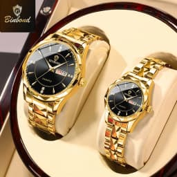 BINBOND Fashion Couple Watches Waterproof Diamond Valentine Day Lover Gift Stainless Steel Watch Men Women Quartz Watch 2pcs