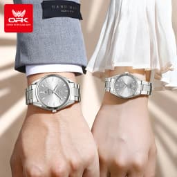 OPK 6038 Couple Watches Stainless steel Belt Deep Waterproof Calendar Hand Clock