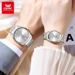 OPK 6038 Couple Watches Stainless steel Belt Deep Waterproof Calendar Hand Clock