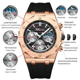 CHENXI Men's Luxury Chronograph Sport Quartz Watch Waterproof Luminous Silicone Strap Fashion Relogio Masculino for Gentlemen