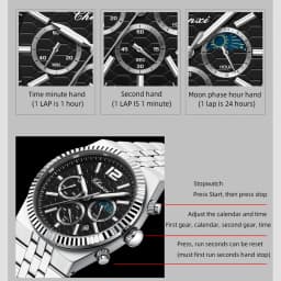 CHENXI Original Men Quartz Watch Waterproof Business Chronograph Man Wristwatch Luminous Fashion Steel Strap Watch for Men