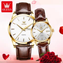 OLEVS 6898 Couple's Watches Luxury Original Fashion Brand Waterproof Luminous Quartz Wristwatch Calendar Design For Date Sport