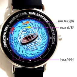 Creative Watches Quartz Original Watch with Ship Wave & Fishes Design Waterproof Wristwatch Comfortable Silicone Strap