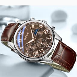 Hot Sales Brown Leather Watch For Men Casual Business Men's Wristwatches Fashion Quartz Clock Reloj Hombre Relogios Masculino