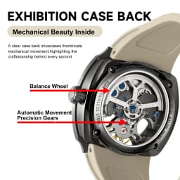 DANIEL GORMAN High Quality Men's Automatic Watch with Stylish Sports Silicone Strap 5 ATM Waterproof Mechanical Watches DG8127