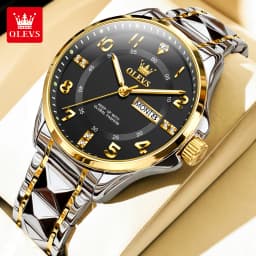 OLEVS High Quality Luxury Fashion Quartz Watches for Couple Original Stainless Steel Calendar Luminous Waterproof Couple Watches