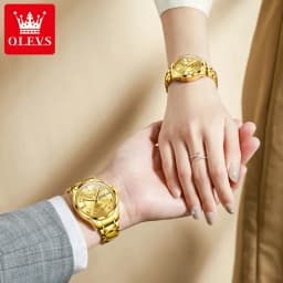 OLEVS High Quality Luxury Fashion Quartz Watches for Couple Original Stainless Steel Calendar Luminous Waterproof Couple Watches