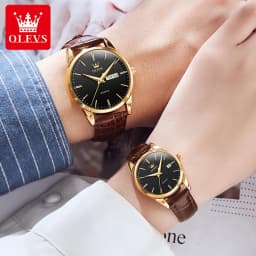 OLEVS 6898 Couple Watches Luxury Original Fashion Brand Waterproof Luminous Quartz Wristwatch Calendar Design For Date Sport