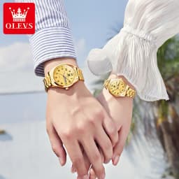 OLEVS 5567 Fashion Original Brand Couple Watches Waterproof Week Calendar Luminous Quartz Watch for Men and Women Lovers Watch