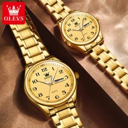 OLEVS 5567 Fashion Original Brand Couple Watches Waterproof Week Calendar Luminous Quartz Watch for Men and Women Lovers Watch