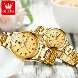 OLEVS 5567 Fashion Original Brand Couple Watches Waterproof Week Calendar Luminous Quartz Watch for Men and Women Lovers Watch