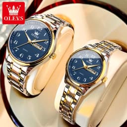 OLEVS 5567 Fashion Original Brand Couple Watches Waterproof Week Calendar Luminous Quartz Watch for Men and Women Lovers Watch