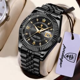POEDAGAR Casual Couple's Watches Luminous Date Watches For Couple Quartz Stainless Steel Fashion Couple Watch Love Gift Set+Box