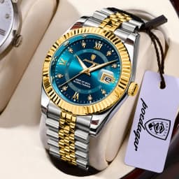 POEDAGAR Casual Couple's Watches Luminous Date Watches For Couple Quartz Stainless Steel Fashion Couple Watch Love Gift Set+Box