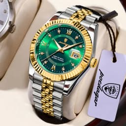 POEDAGAR Casual Couple's Watches Luminous Date Watches For Couple Quartz Stainless Steel Fashion Couple Watch Love Gift Set+Box