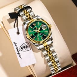 POEDAGAR Casual Couple's Watches Luminous Date Watches For Couple Quartz Stainless Steel Fashion Couple Watch Love Gift Set+Box