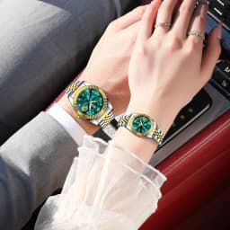 POEDAGAR Casual Couple's Watches Luminous Date Watches For Couple Quartz Stainless Steel Fashion Couple Watch Love Gift Set+Box
