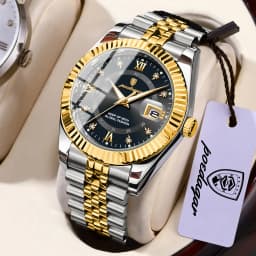 POEDAGAR Casual Couple's Watches Luminous Date Watches For Couple Quartz Stainless Steel Fashion Couple Watch Love Gift Set+Box