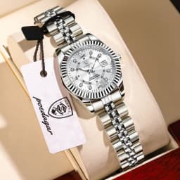 POEDAGAR Casual Couple's Watches Luminous Date Watches For Couple Quartz Stainless Steel Fashion Couple Watch Love Gift Set+Box