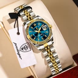 POEDAGAR Casual Couple's Watches Luminous Date Watches For Couple Quartz Stainless Steel Fashion Couple Watch Love Gift Set+Box
