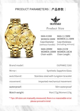 OUPINKE Couple Watches Top Brand Luxury Fashion Original Automatic Mechanical Wristwatch Independent Second Dial Waterproof New